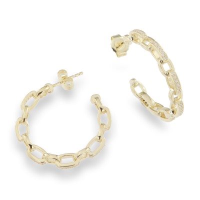 Orecchini Domar Gioielli Donna Orecchino cerchio argento 925 dorato con zirconia cubica in Argento Cubic Zirconia EZC104281 - EZC104281